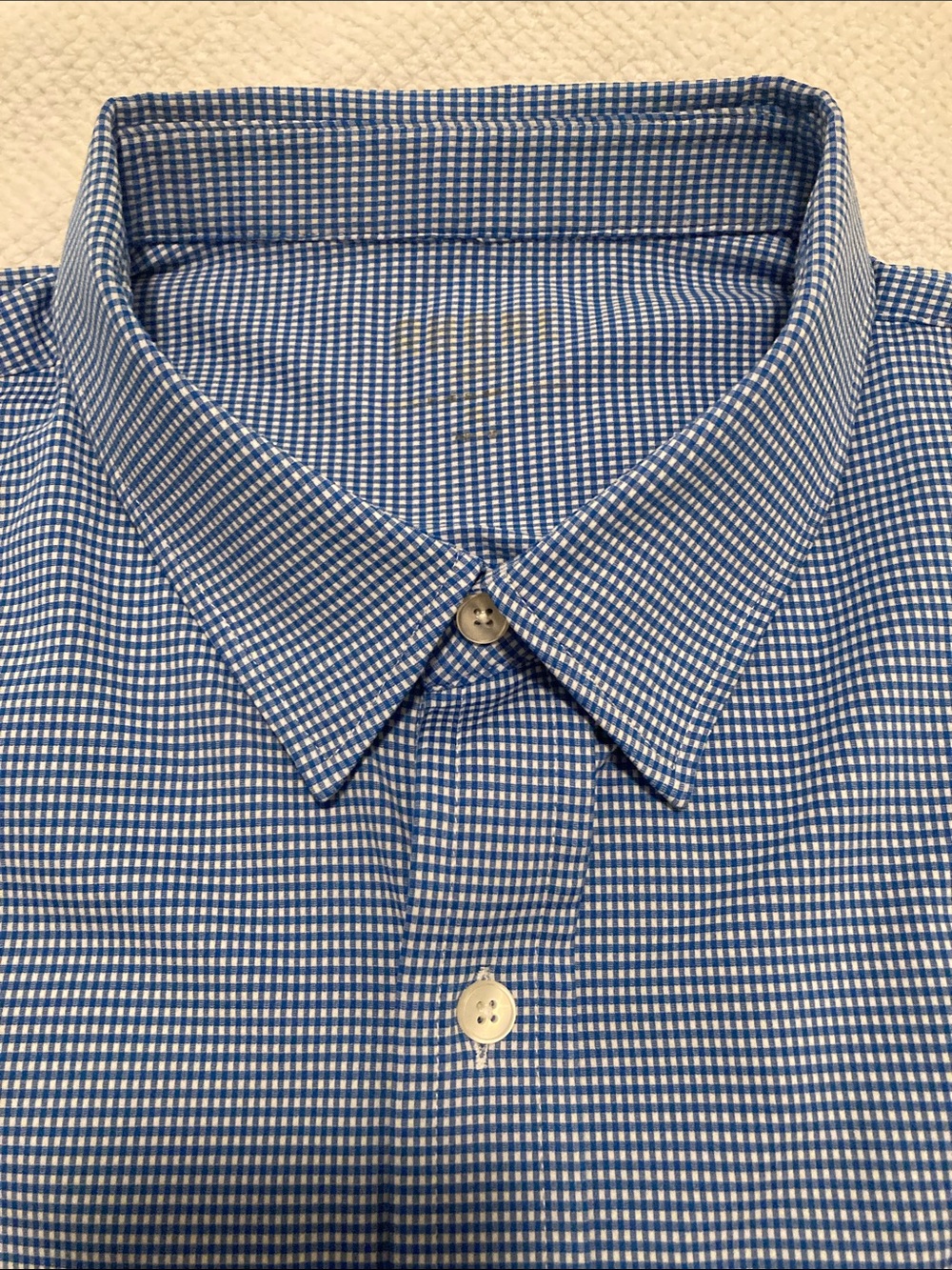 Rhone Men's Blue Micro-Check Button-Down Dress Shirt